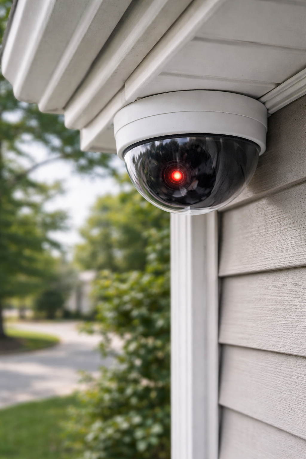 Dummy Dome Security Camera with Flashing LED (White)