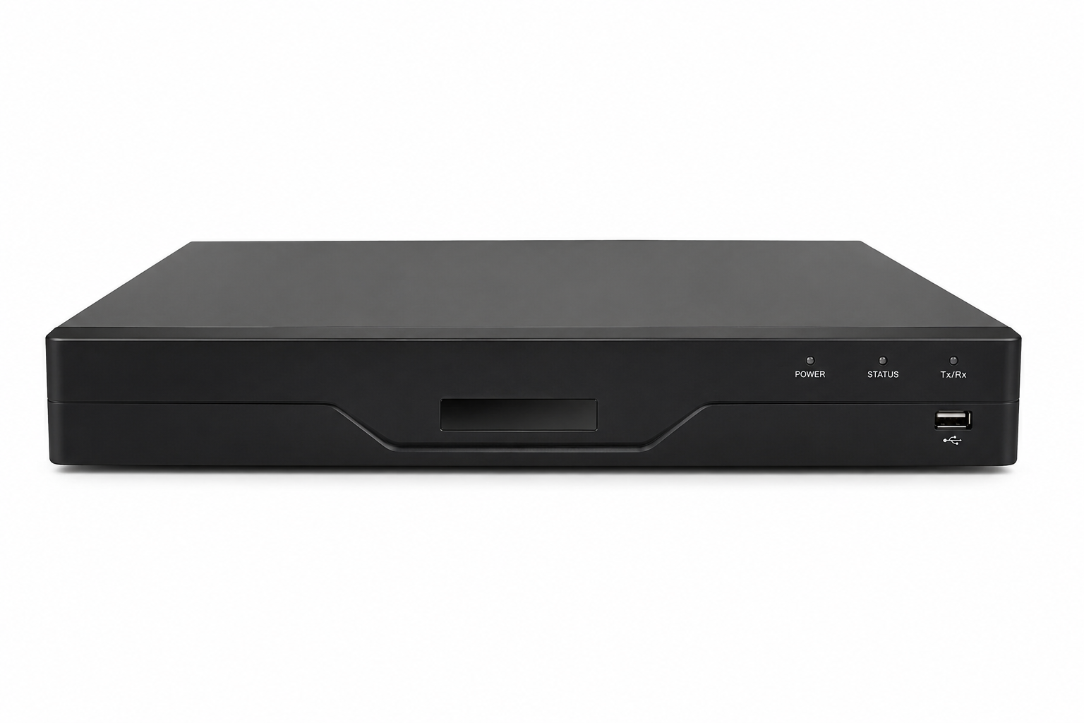 Black AI Network Video Recorder (NVR) for high-definition security camera systems with centralized video recording and remote surveillance management.