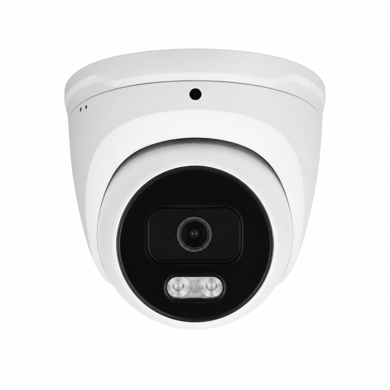 White AI turret security camera with high-definition lens, infrared night vision and intelligent surveillance for residential, commercial and business security applications.