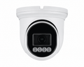 White AI turret security camera with infrared night vision LEDs, high-definition lens and weather-resistant housing for residential, commercial and business surveillance.