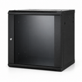 Front view of black 12U network rack cabinet for NVR and surveillance equipment