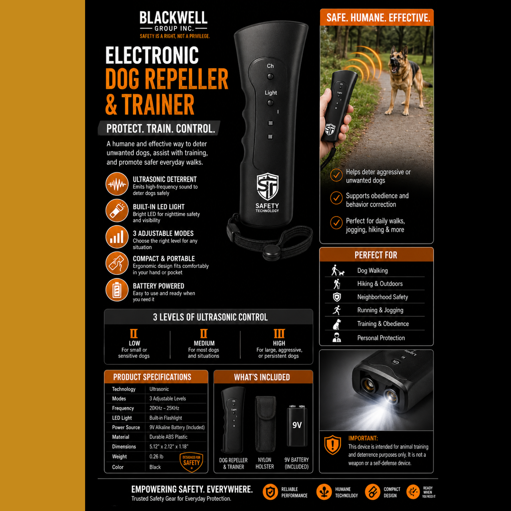 Electronic dog training and ultrasonic deterrent device feature and specification guide