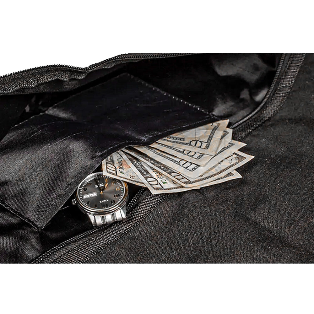 Hidden garment hanger diversion safe with concealed cash and watch storage compartment