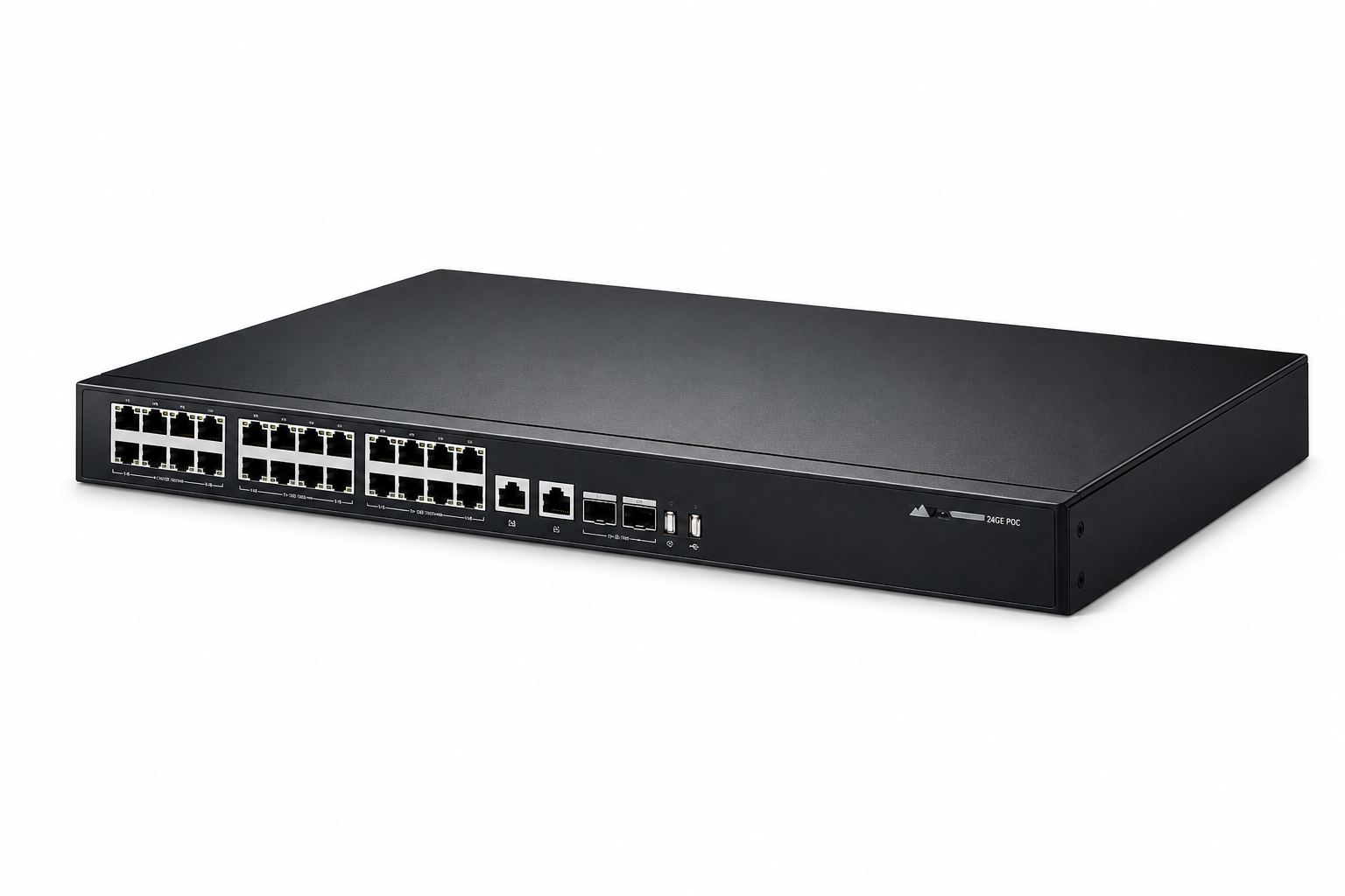Montavue 26-port Gigabit PoE switch with 24 PoE ports and 240W power budget for IP security cameras
