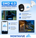 Montavue 4K 8MP 180-degree panoramic bullet security camera with SMD 4.0 smart motion detection