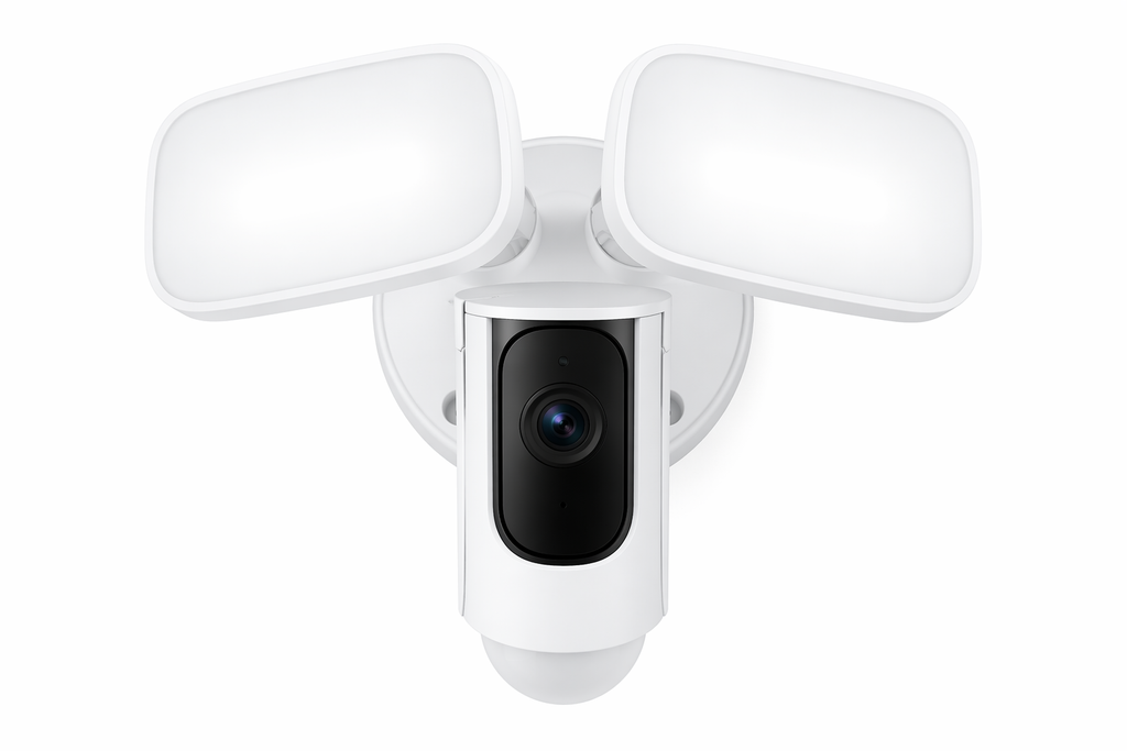Montavue 4MP 2K WiFi outdoor floodlight security camera with dual motion lights and two-way audio