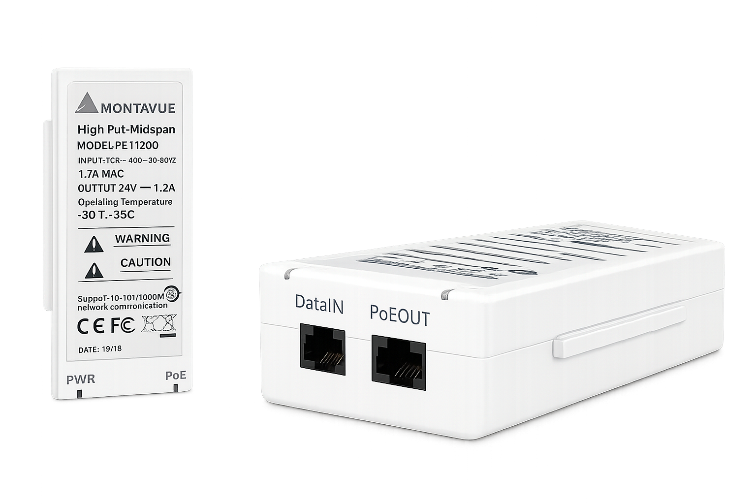 Montavue 60W high-power single-port PoE+ injector for IP security cameras and PTZ surveillance cameras