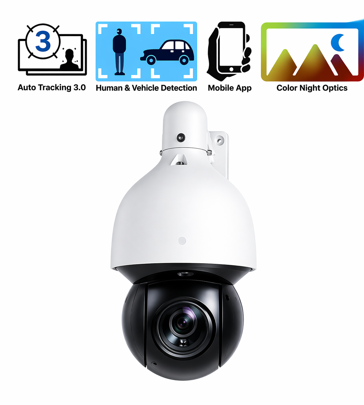 Montavue 8MP 4K PTZ security camera mounted outdoors for perimeter surveillance