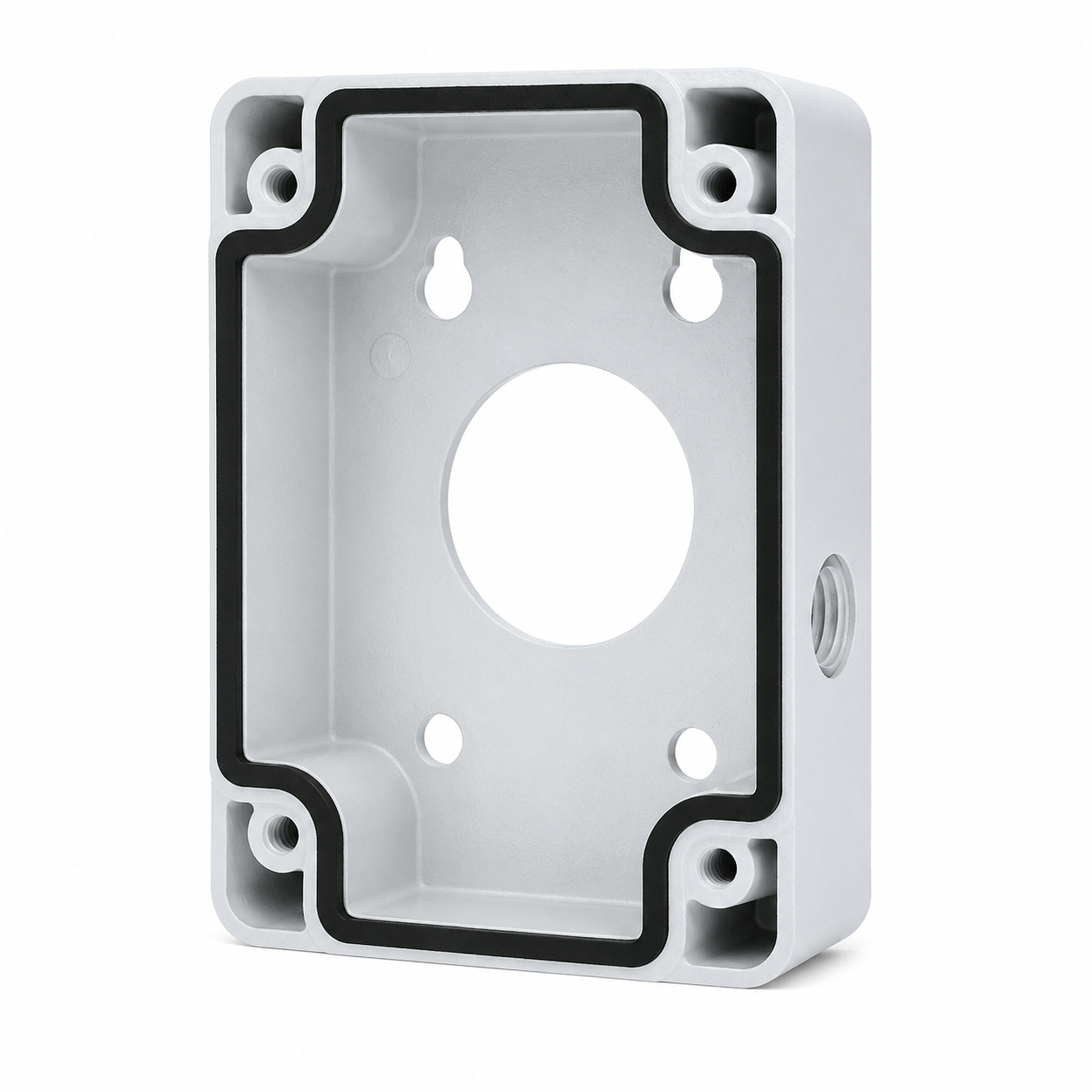 White Montavue MAM120 junction box for security camera mounting and cable mana