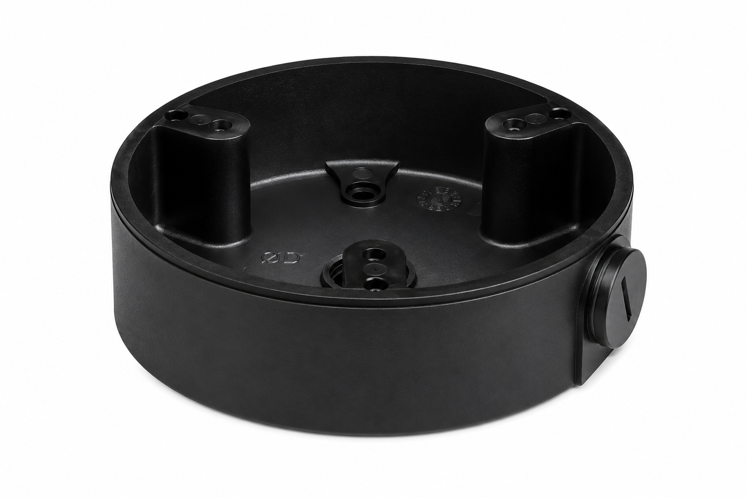 Black Montavue MAM137 waterproof junction box for security camera mounting and cable protection