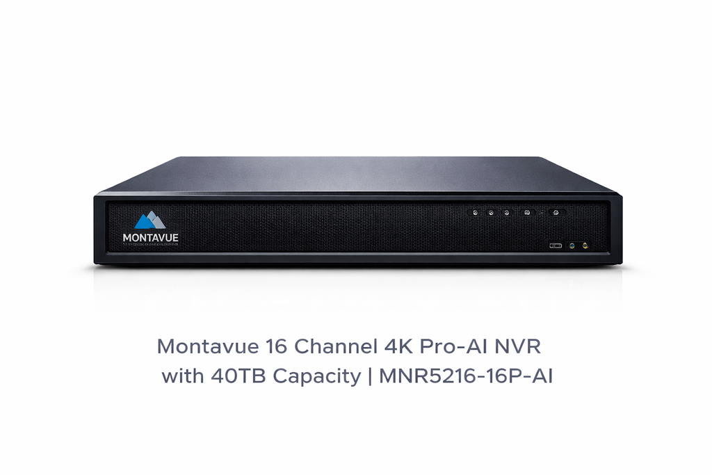Montavue MNR5216-16P-AI 16-channel 4K Pro-AI network video recorder with up to 40TB storage capacity