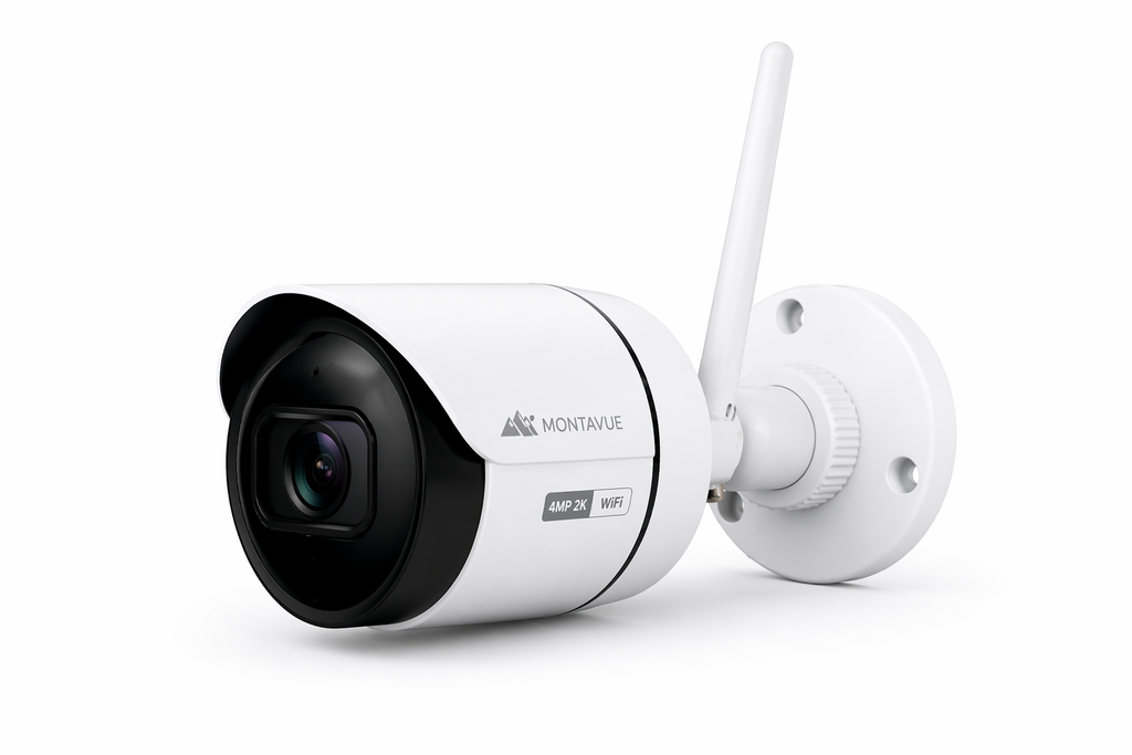 Montavue MTB4090-SMD-WIFI 4MP 2K wireless bullet security camera with human detection and mounting bracket