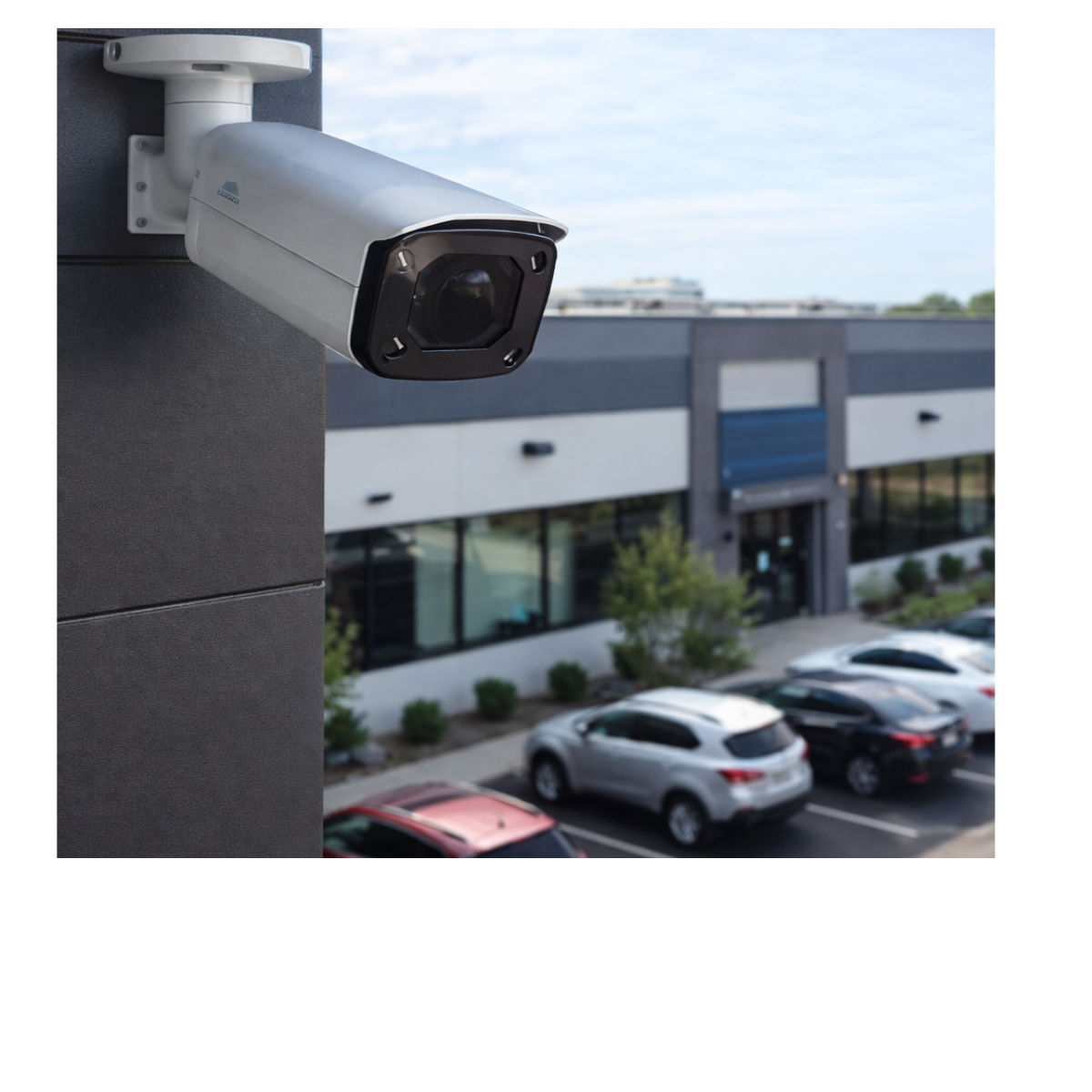Montavue MTB8110-SMD3-AP-E 8MP 4K bullet security camera installed for commercial parking lot surveillance