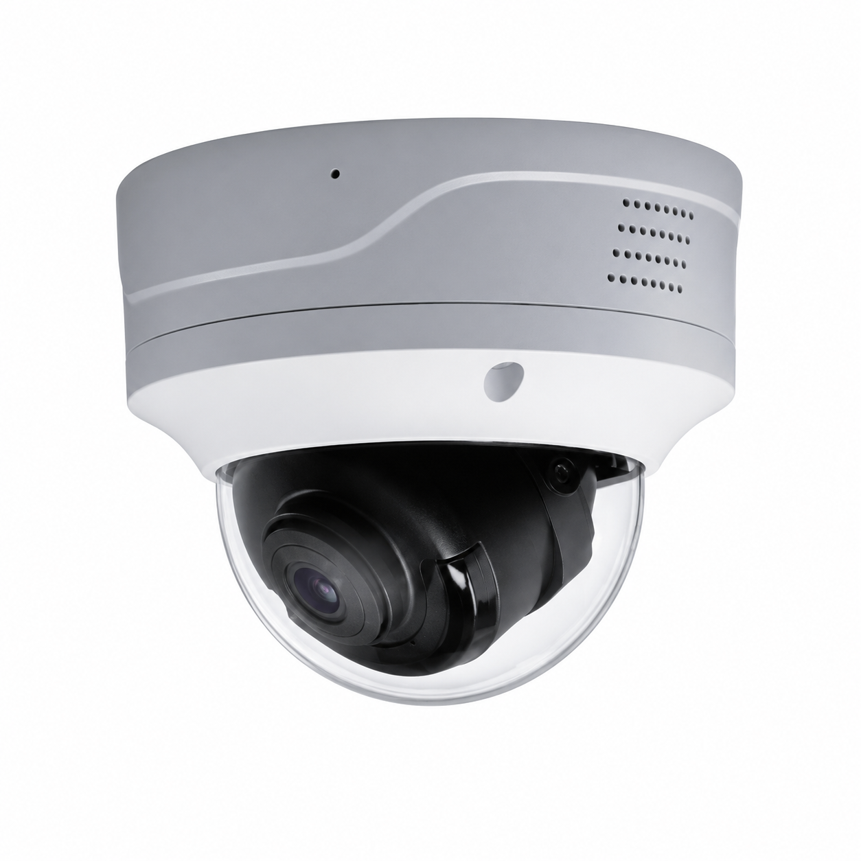 Montavue Nexus 8MP Smart Varifocal AI Dome Camera with 4K Ultra HD resolution, motorized 5x varifocal zoom lens, AI human and vehicle detection, PoE connectivity, two-way audio, built-in microphone and speaker, and IP67 weatherproof housing for commercial and enterprise security systems.