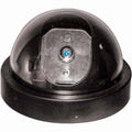 Black dummy dome security camera on a white background.