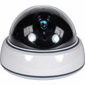 White dummy dome security camera with dark dome on a white background.