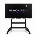 Montavue 86” 4K Smart Interactive Touch Display | Android 11 (PB-PRO-86) on rolling stand against white.