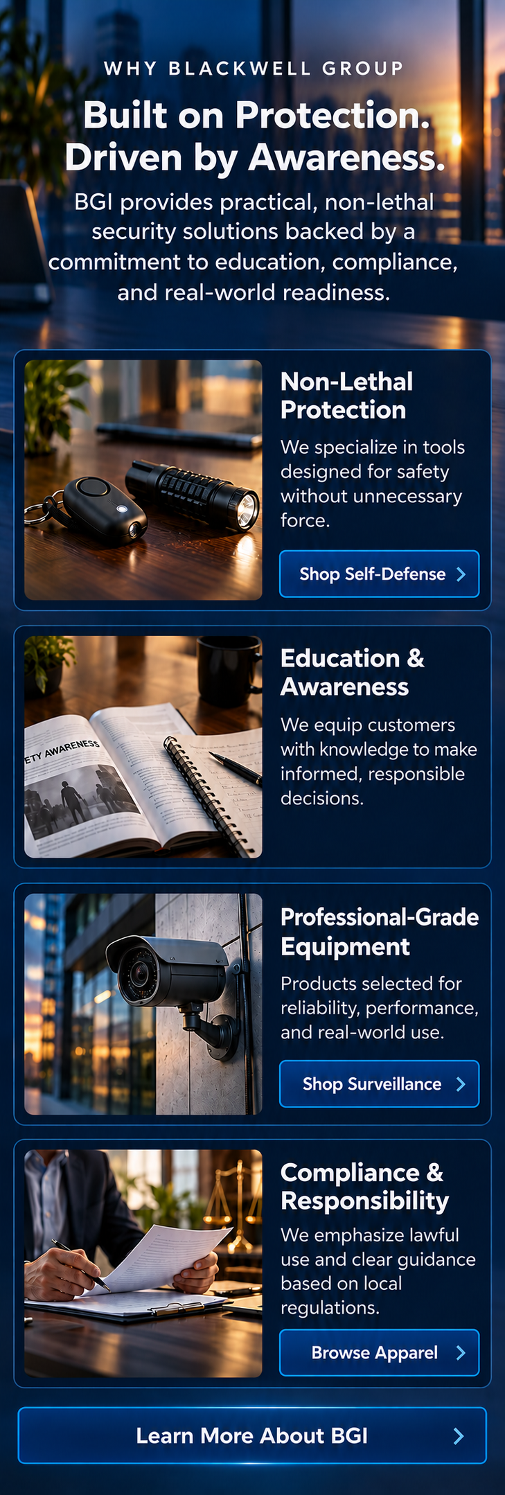 Why Blackwell Group — mobile protection, education, equipment and responsibility banner
