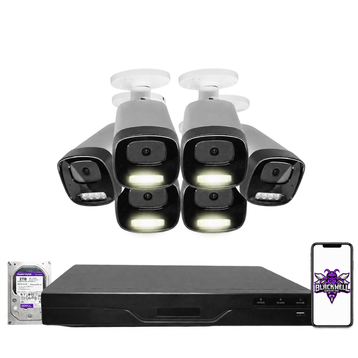 Montavue 8MP Smart Light Bullet Bundle (MNB-8-101) | 8-Channel Smart NVR + 1TB — BGI logo on phone screen