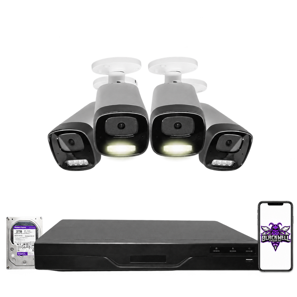 Montavue 8MP Smart Light Bullet Bundle (MNB-8-101) | 8-Channel Smart NVR + 1TB — BGI logo on phone screen