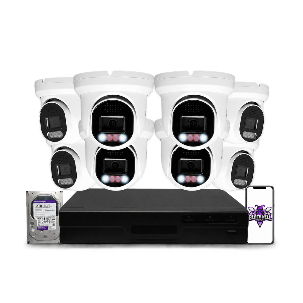 Montavue 8MP Home Smart Light Turret Bundle (MHT-8-101) | 8-Channel Smart NVR + 1TB — BGI logo on phone screen