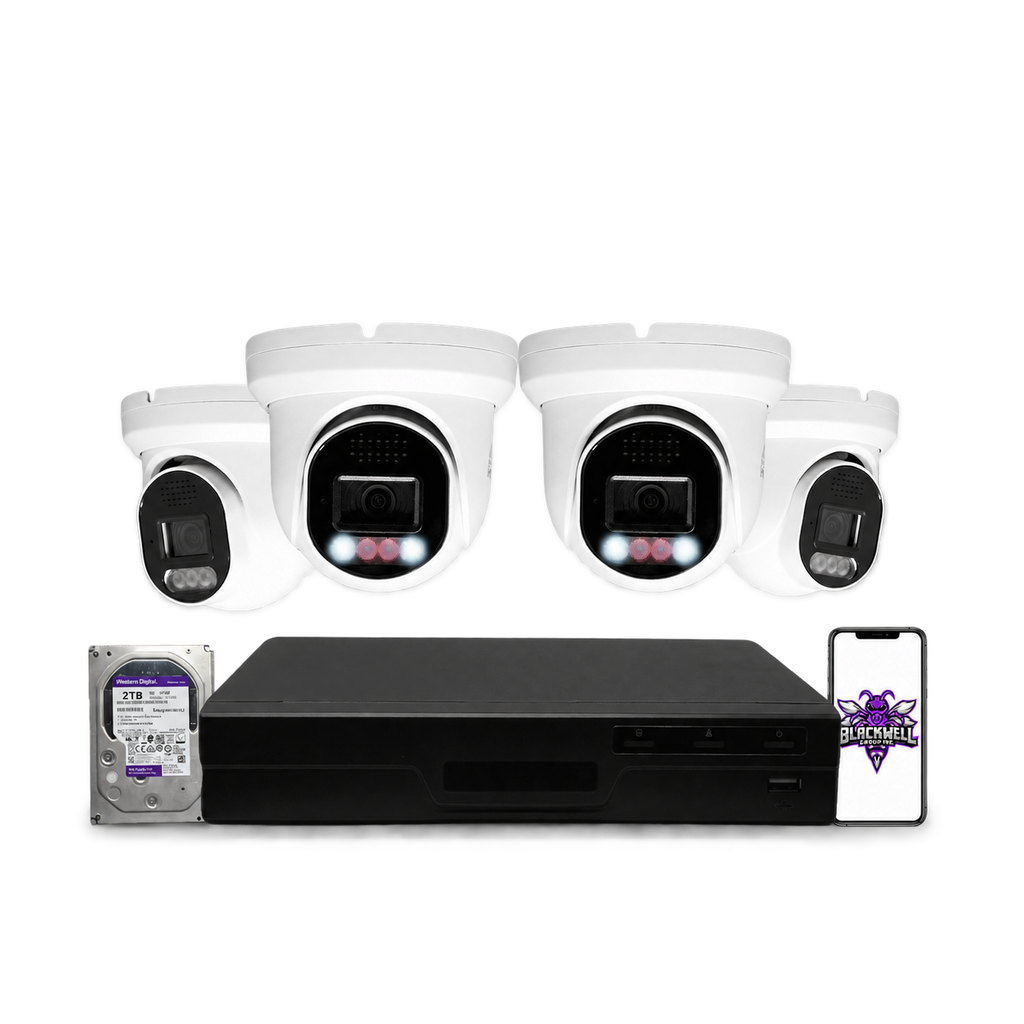 Montavue 8MP Home Smart Light Turret Bundle (MHT-8-101) | 8-Channel Smart NVR + 1TB — BGI logo on phone screen