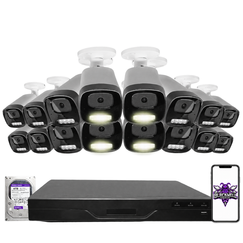 Montavue 4MP Smart Light Bullet Bundle (MNB-4-101) | 16-Channel Pro NVR + 4TB — BGI logo on phone screen