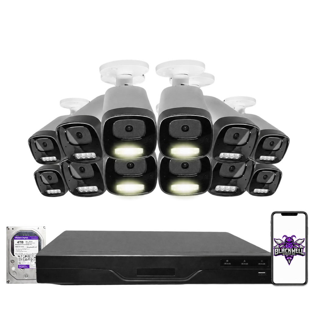 Montavue 4MP Smart Light Bullet Bundle (MNB-4-101) | 16-Channel Pro NVR + 4TB — BGI logo on phone screen