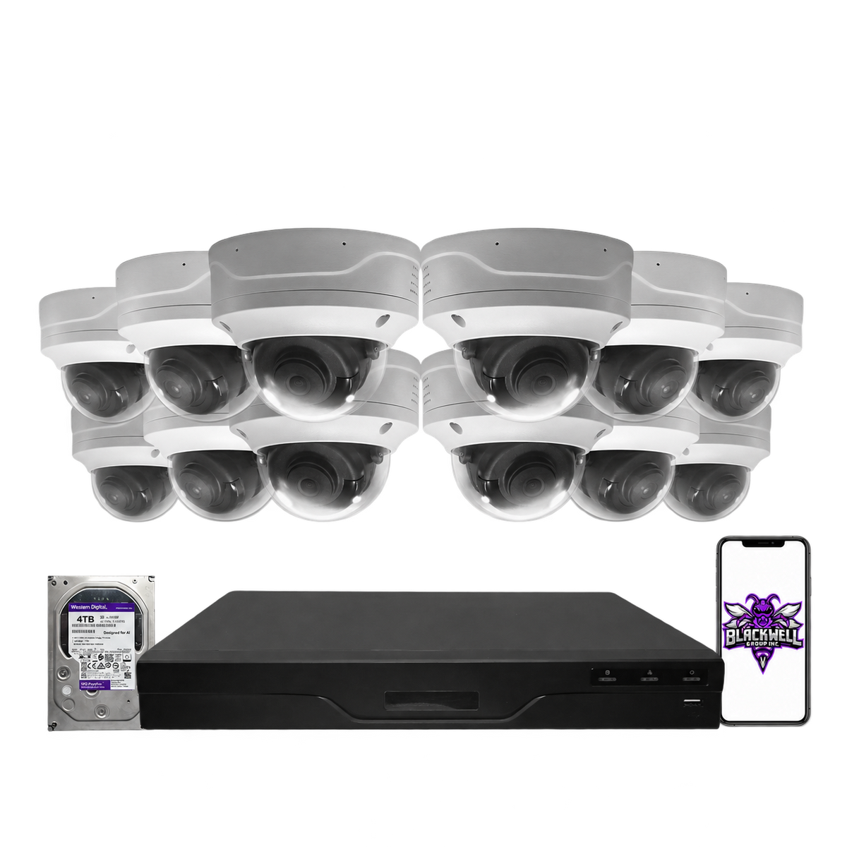 Montavue 4MP Vandal-Proof Dome Bundle (MND-4-101) | 16-Channel Pro NVR + 4TB — BGI logo on phone screen