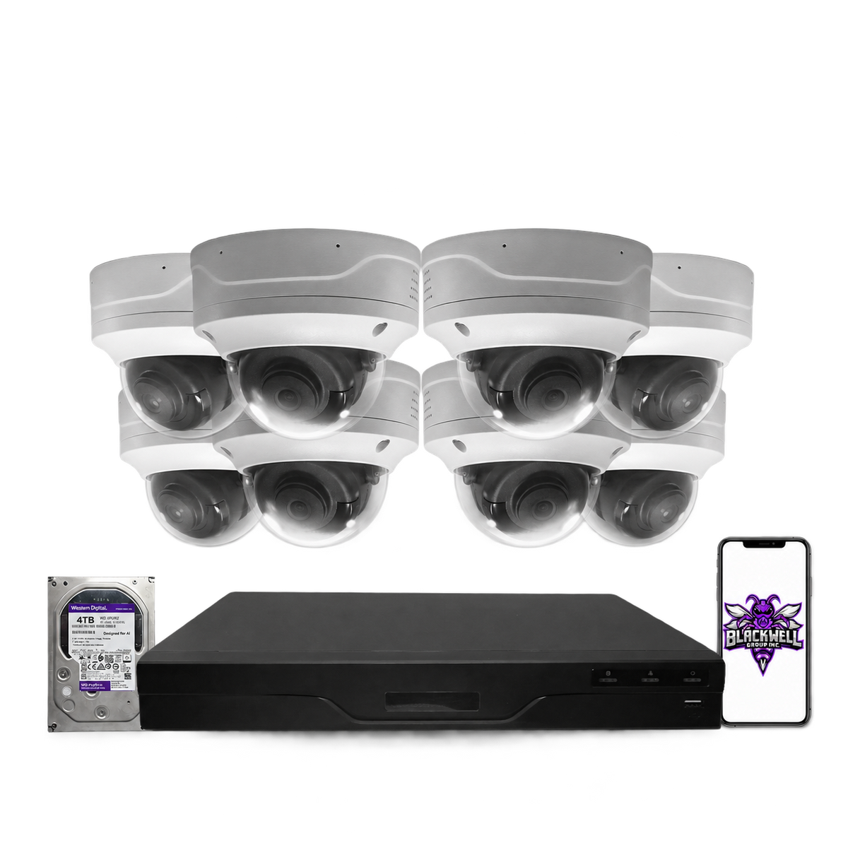 Montavue 4MP Vandal-Proof Dome Bundle (MND-4-101) | 16-Channel Pro NVR + 4TB — BGI logo on phone screen
