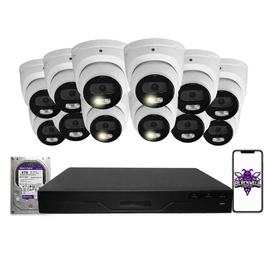 Montavue 8MP Smart Light Turret Bundle (MNT-8-101) | 16-Channel Pro NVR + 4TB — BGI logo on phone screen