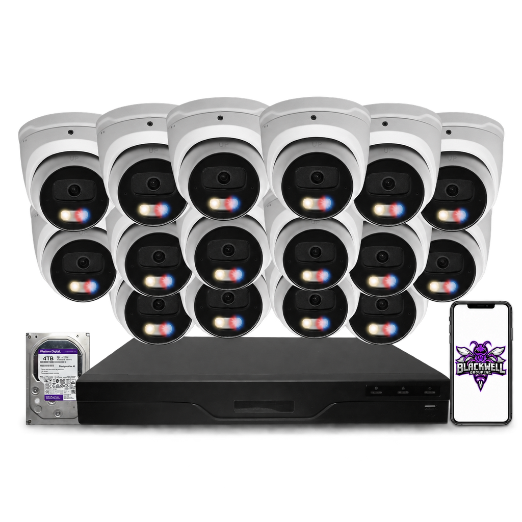 Montavue 8MP Active Deterrence Turret Bundle (MNT-8-301) | 16-Channel Pro NVR + 4TB — BGI logo on phone screen