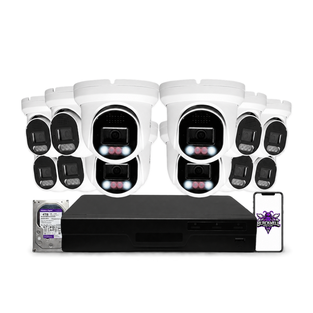 Montavue 8MP Home Smart Light Turret Bundle (MHT-8-101) | 16-Channel Pro NVR + 4TB — BGI logo on phone screen