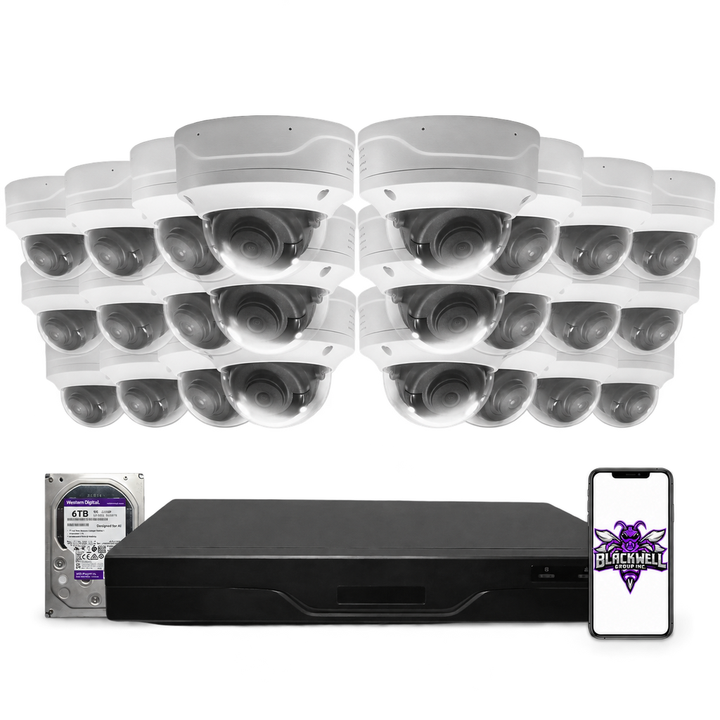 Montavue 8MP Vandal-Proof Dome Bundle (MND-8-101) | 32-Channel Pro NVR + 6TB — BGI logo on phone screen