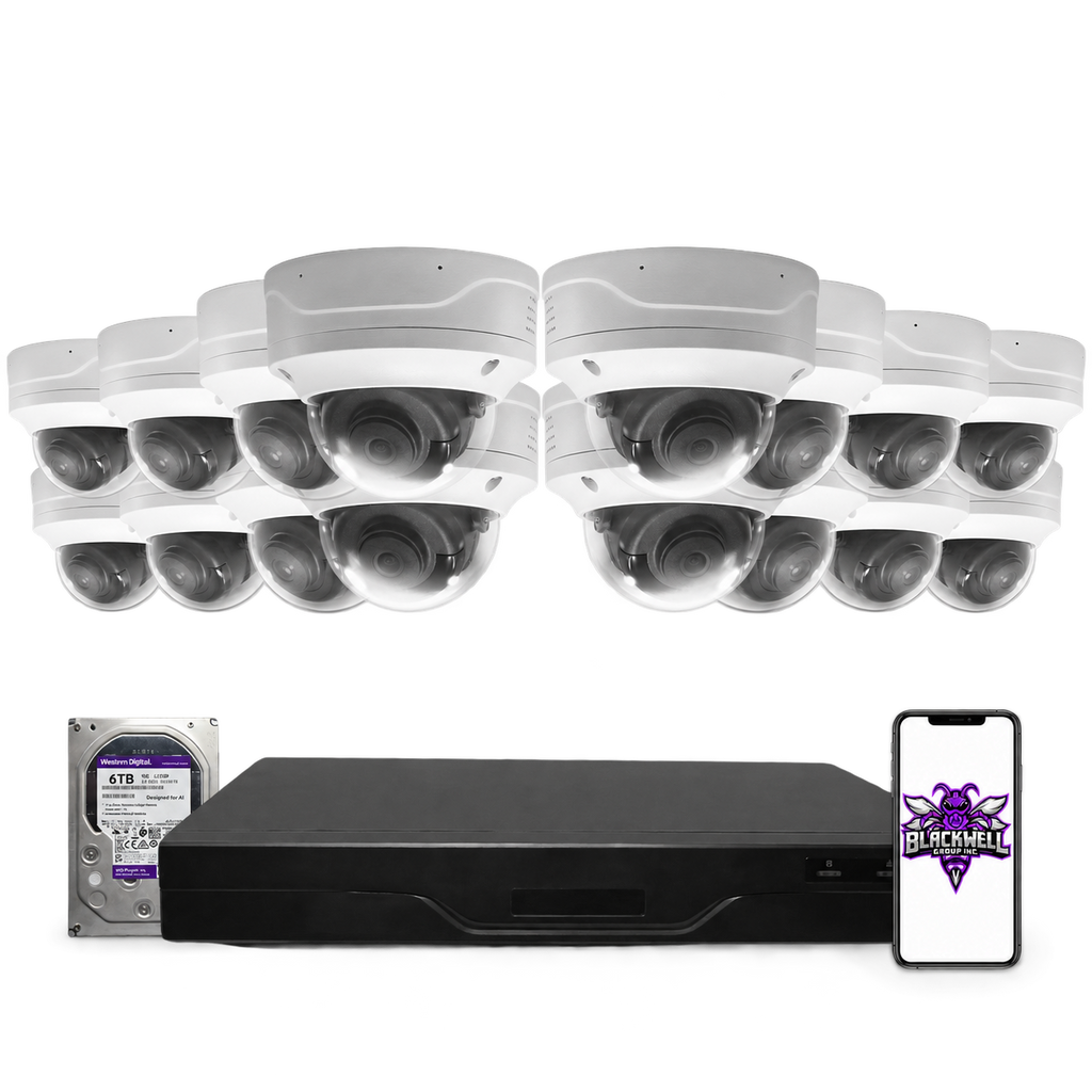 Montavue 8MP Vandal-Proof Dome Bundle (MND-8-101) | 32-Channel Pro NVR + 6TB — BGI logo on phone screen