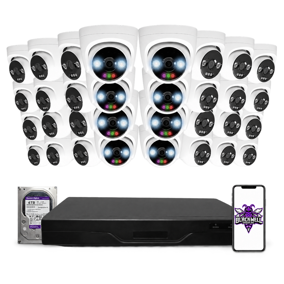 Montavue 12MP Home RGB Turret Bundle (MHT-12-101) | 32-Channel Pro NVR + 6TB — BGI logo on phone screen