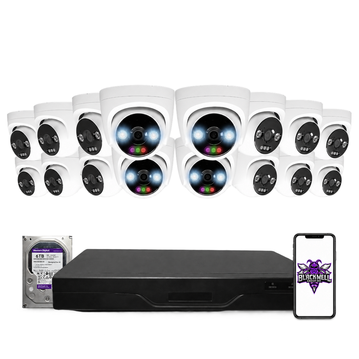 Montavue 12MP Home RGB Turret Bundle (MHT-12-101) | 32-Channel Pro NVR + 6TB — BGI logo on phone screen