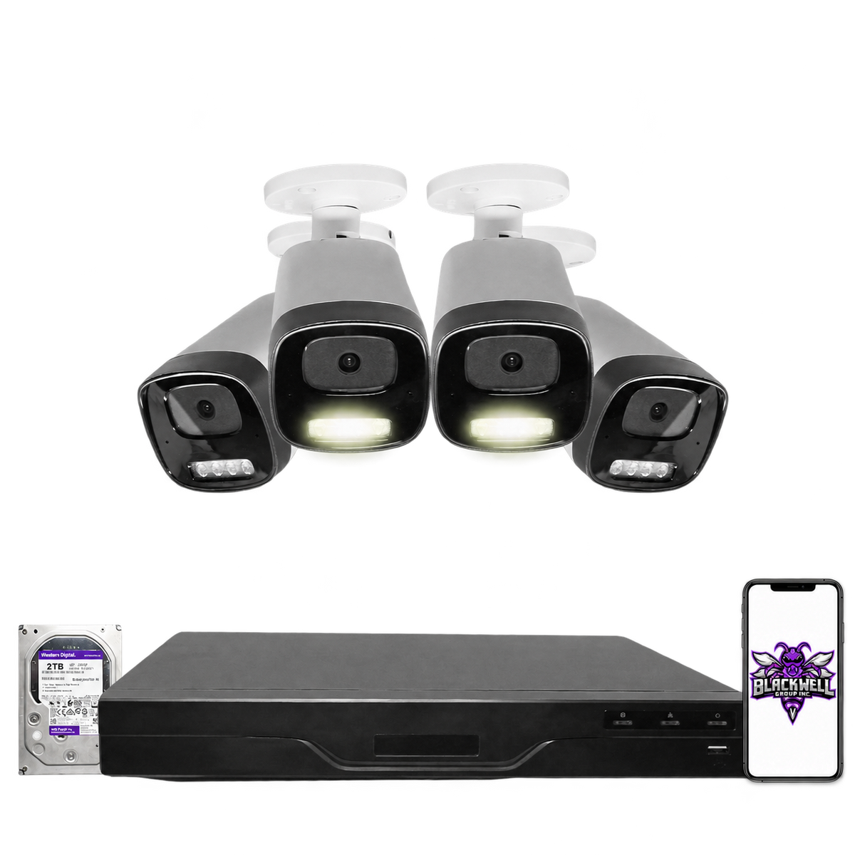 Montavue 8MP Smart Light Bullet Bundle (MNB-8-101) | 8-Channel Pro NVR + 1TB — BGI logo on phone screen
