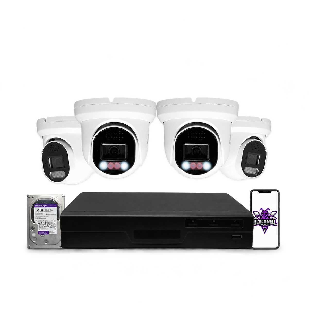 Montavue 8MP Home Smart Light Turret Bundle (MHT-8-101) | 8-Channel Pro NVR + 1TB — BGI logo on phone screen