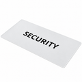 White SECURITY desk mouse pad on a white background.