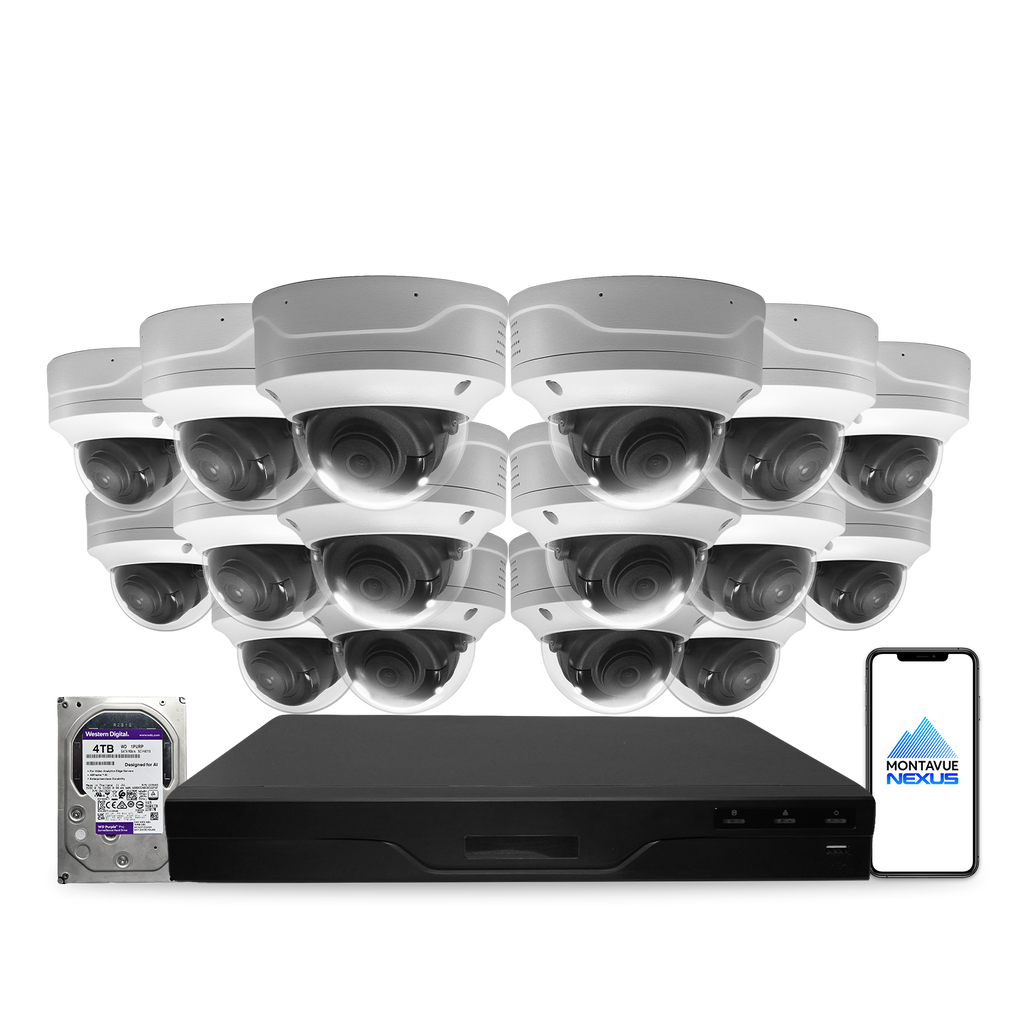 Montavue 4MP Vandal-Proof Dome Bundle (MND-4-101) | 16-Channel Pro NVR + 4TB — original supplier photo; phone-logo edit pending