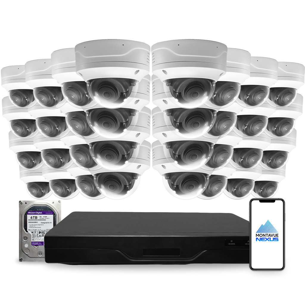 Montavue 8MP Vandal-Proof Dome Bundle (MND-8-101) | 32-Channel Pro NVR + 6TB — original supplier photo; phone-logo edit pending