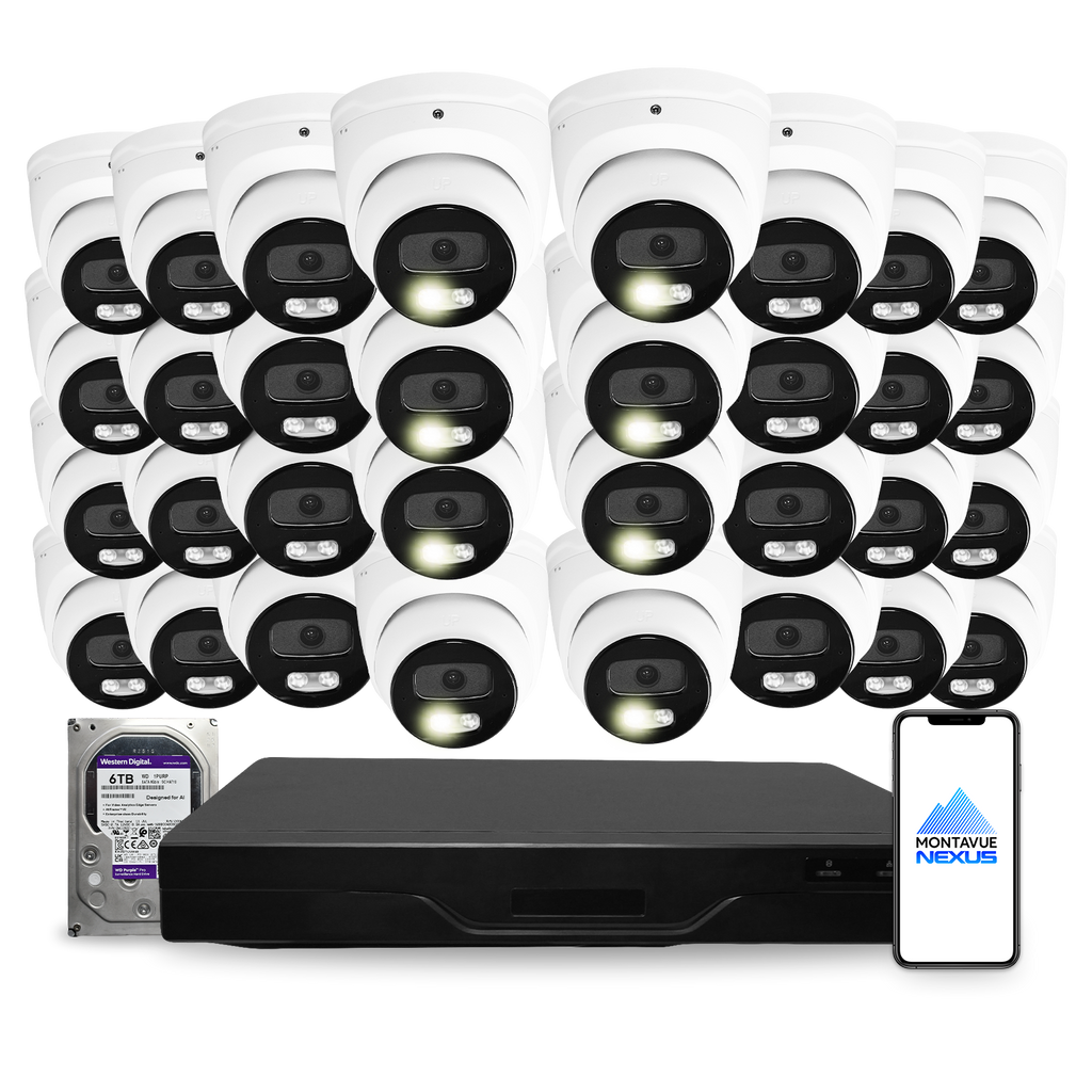 Montavue 8MP Smart Light Turret Bundle (MNT-8-101) | 32-Channel Pro NVR + 6TB — original supplier photo; phone-logo edit pending