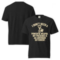 Black T-shirt front and back mockup with My Presence Is an Awkward Deterrent design.