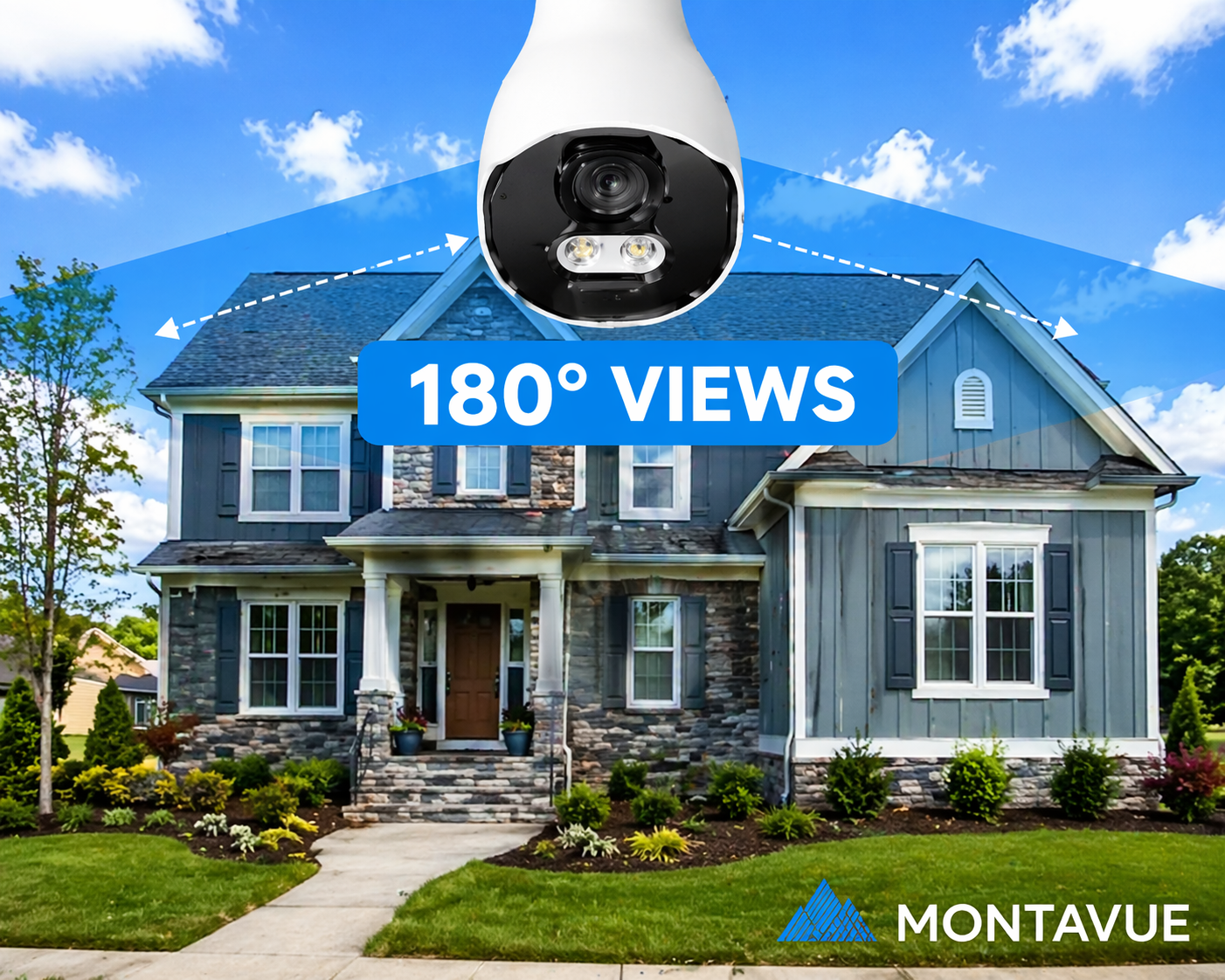 Montavue 8MP 4K Panoramic Security Camera | 180° View | Full Color Night Vision | AI Detection | Commercial Surveillance