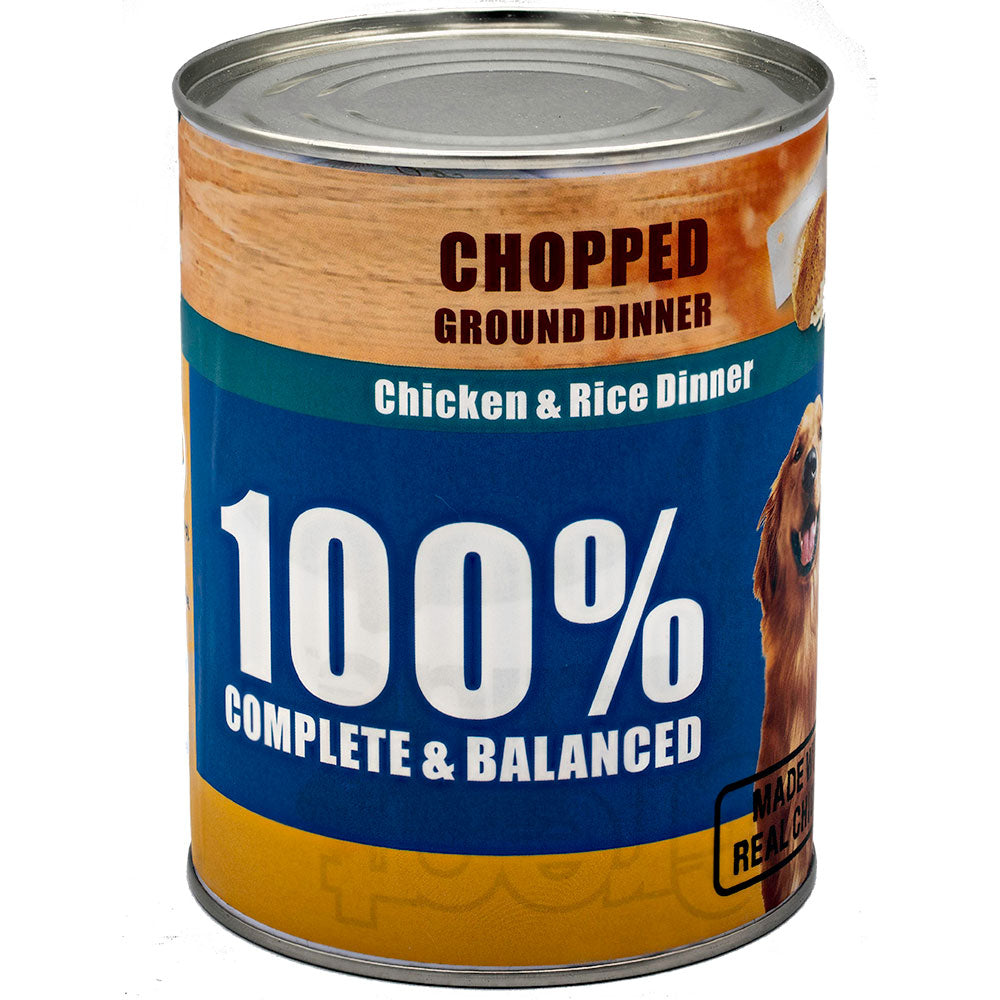 Dog-food-can-style diversion safe with orange and blue label.