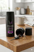 Hidden deodorant diversion safe disguised as a black personal care container with concealed storage for keys, cash, jewelry, and small valuables