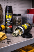 Raid insect spray diversion safe disguised as a household bug spray can with hidden compartment for discreet storage of cash, keys, jewelry, and small valuables