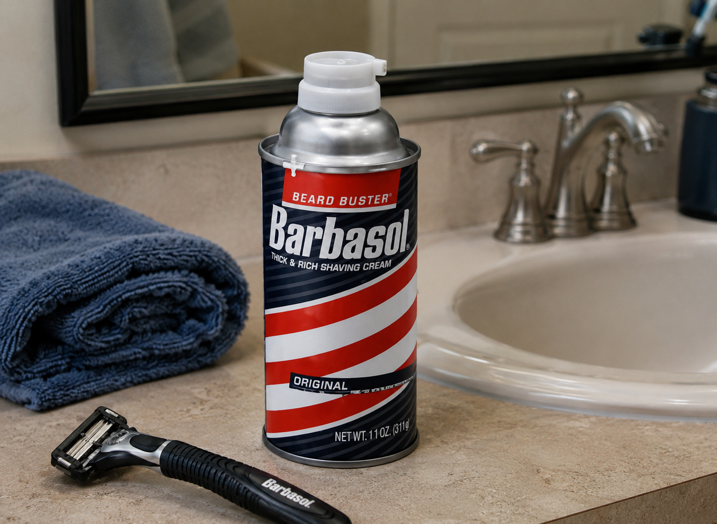 Barbasol shaving cream diversion safe disguised as a standard shaving cream can for discreet storage of cash, keys, jewelry, and small valuables