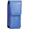 Blue leatherette holster for the Li’L Guy stun gun with flap closure